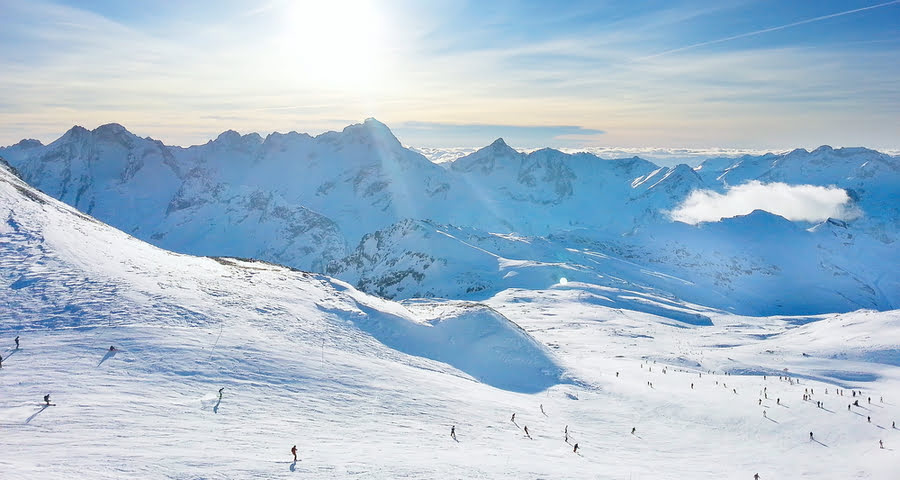 view of the slopes at Les Deux Alpes