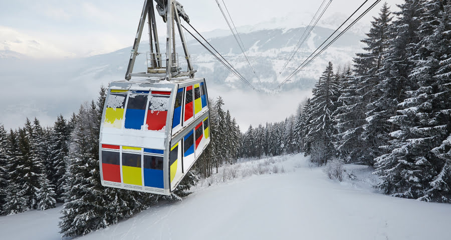a double-decker gondola of the Vanoise Express